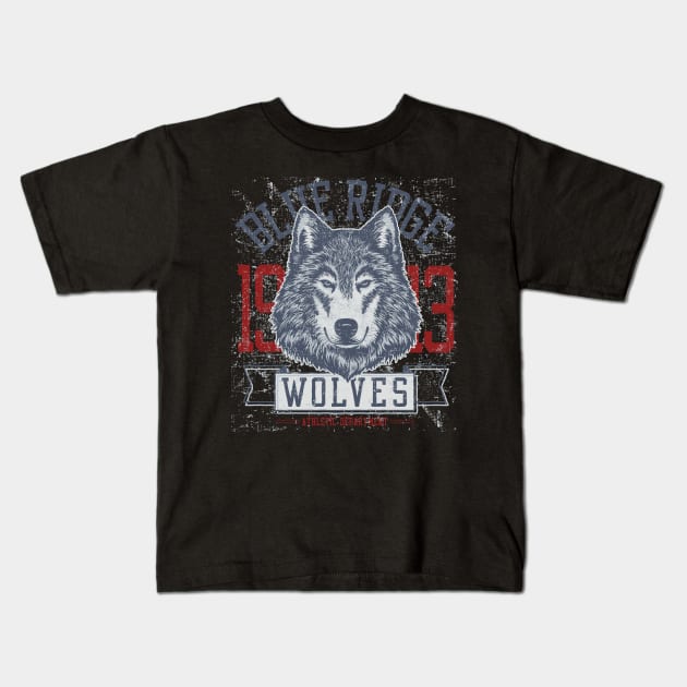 Blue Ridge 1913 Wolves Kids T-Shirt by dailycreativo